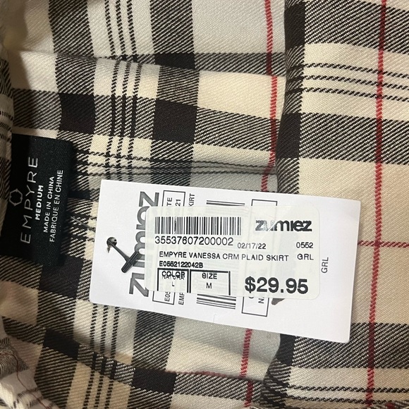 Empyre by Zumiez Plaid Mini Skirt size medium brown and tan school girl - Picture 12 of 12